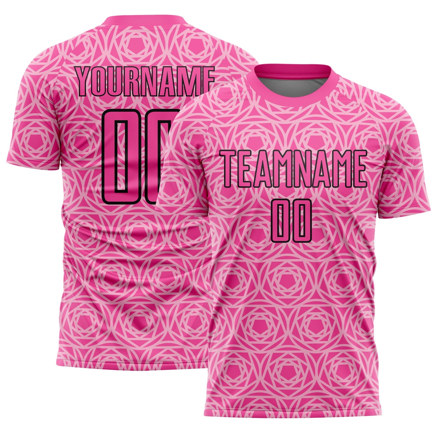Custom Light Pink Pink-Black Colombia Geometric Interlocking Pattern Sublimation Soccer Uniform Jersey - Main View