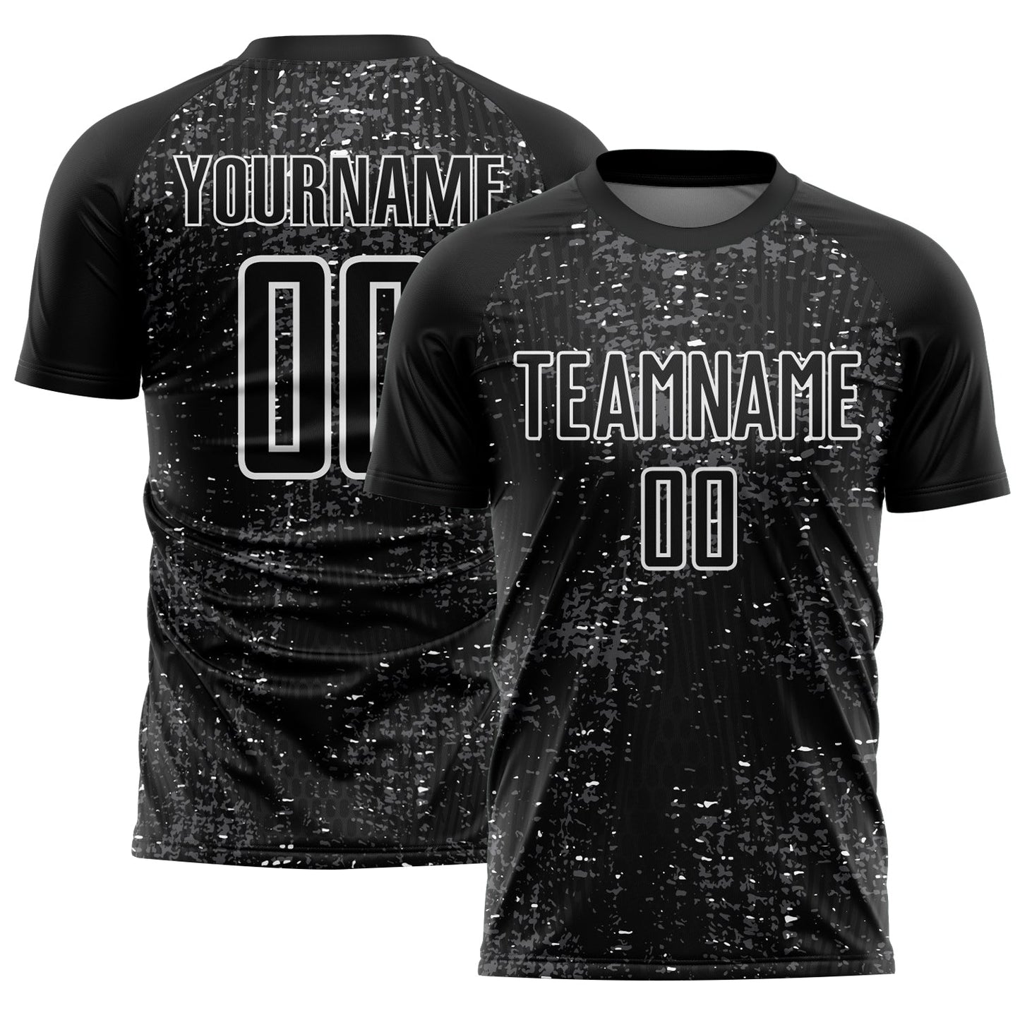 Custom Black Steel Gray-White France Speckle Sublimation Soccer Uniform Jersey - Main View