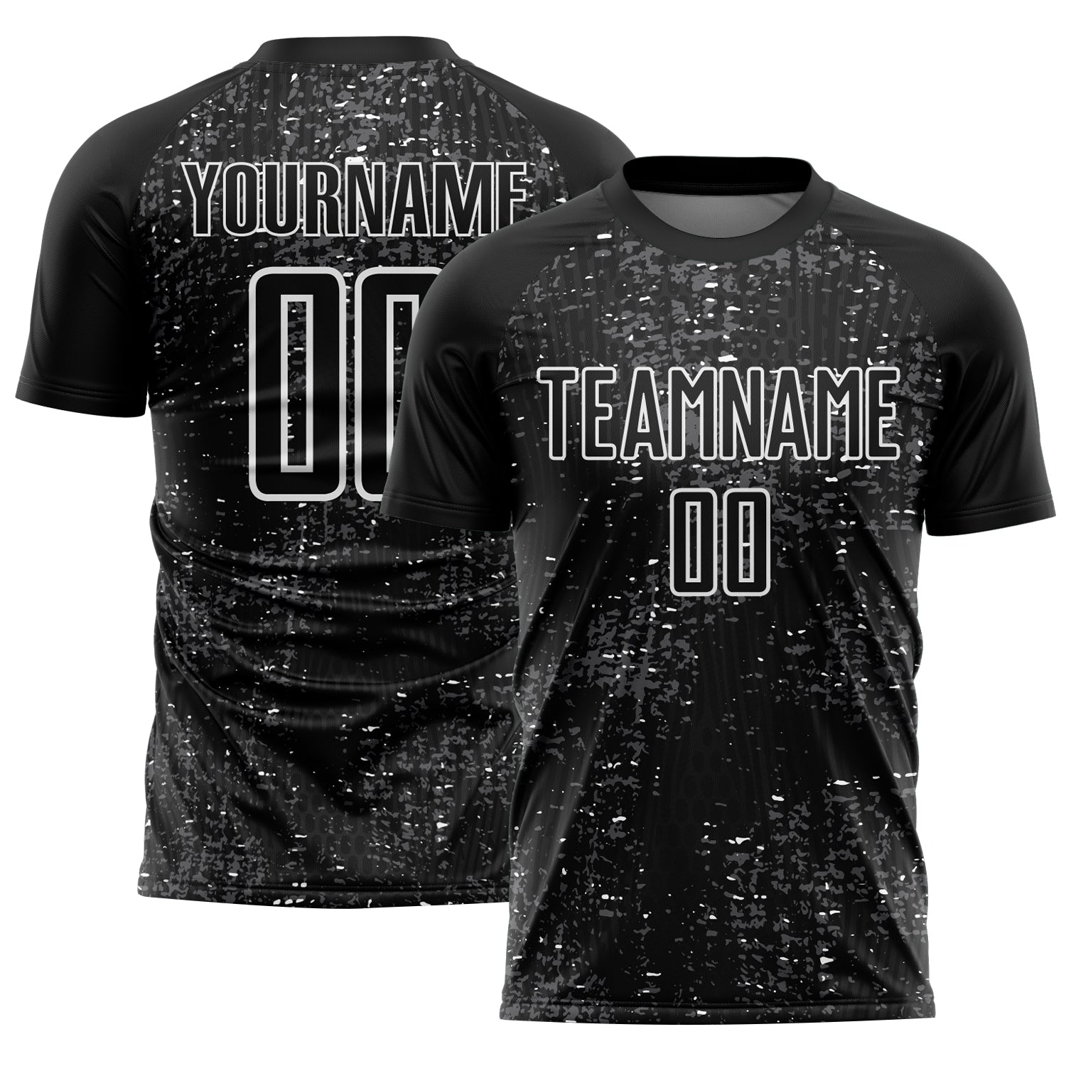 Custom Black Steel Gray-White France Speckle Sublimation Soccer Uniform Jersey - Main View
