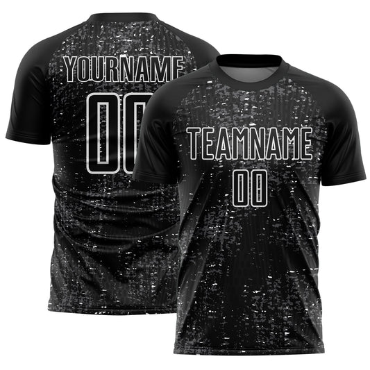 Custom Black Steel Gray-White France Speckle Sublimation Soccer Uniform Jersey - Main View
