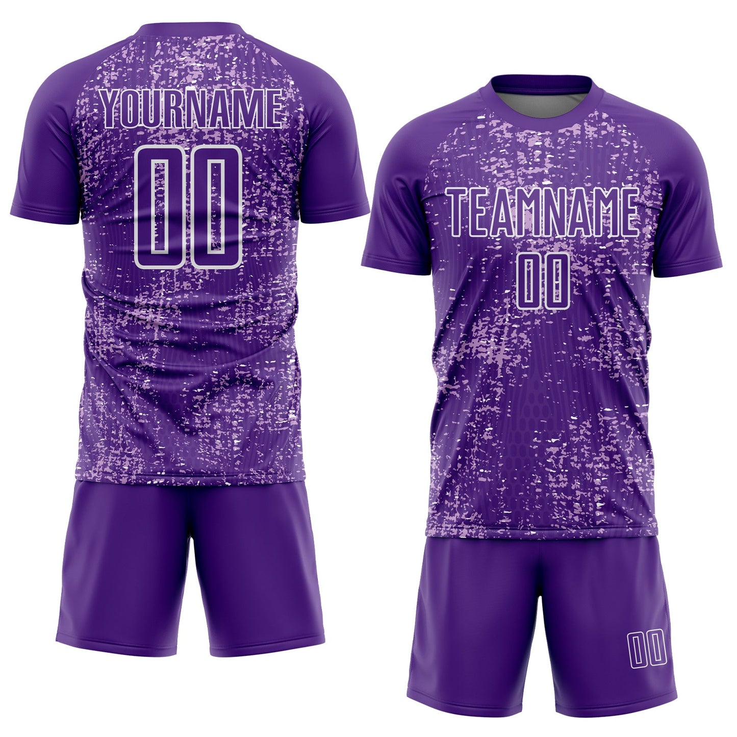 Custom Purple Light Purple-White France Speckle Sublimation Soccer Uniform Jersey view 2