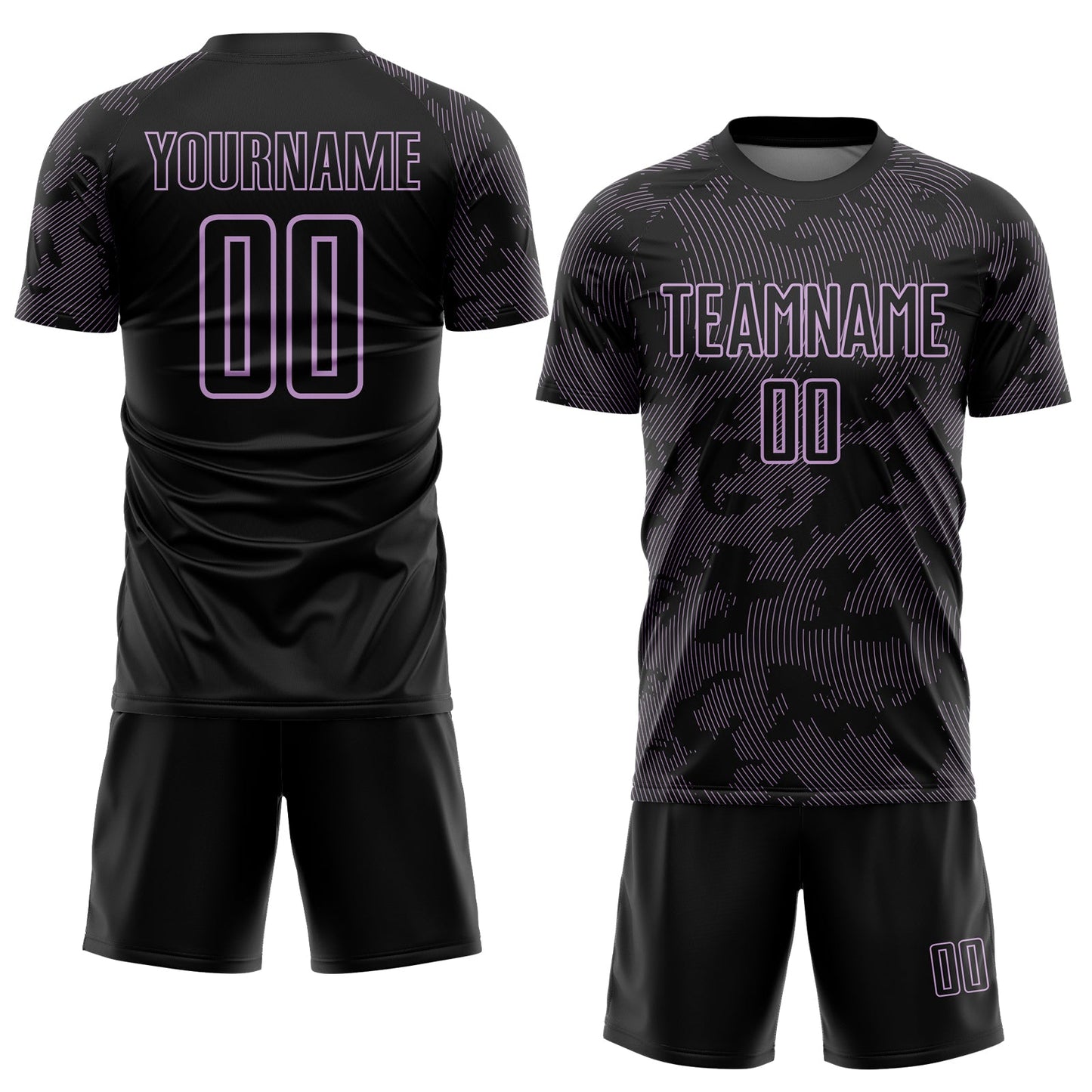 Custom Black-Light Purple Curve Lines Sublimation Soccer Uniform Jersey view 2