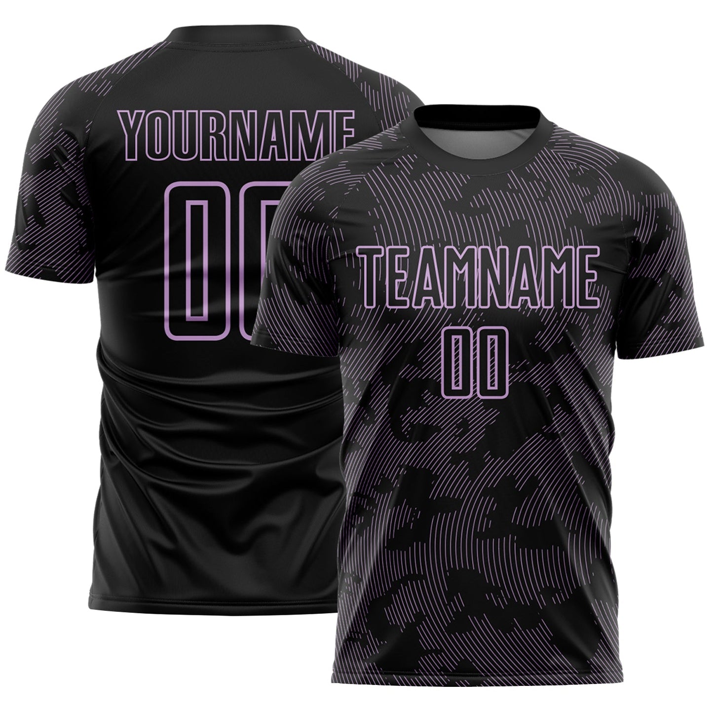 Custom Black-Light Purple Curve Lines Sublimation Soccer Uniform Jersey - Main View