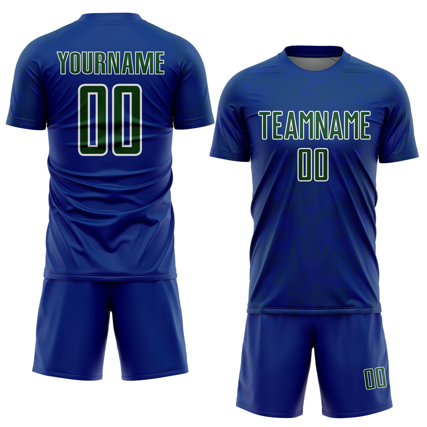 Custom Royal Green-White Curve Lines Sublimation Soccer Uniform Jersey view 2
