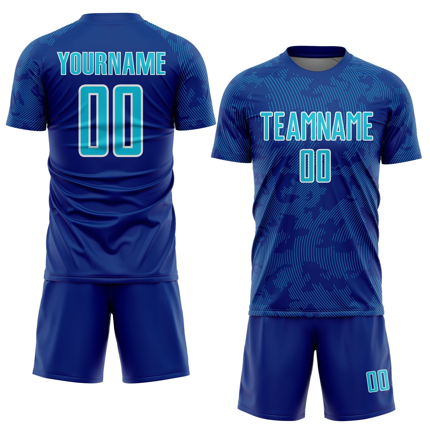Custom Royal Lakes Blue-White Curve Lines Sublimation Soccer Uniform Jersey view 2