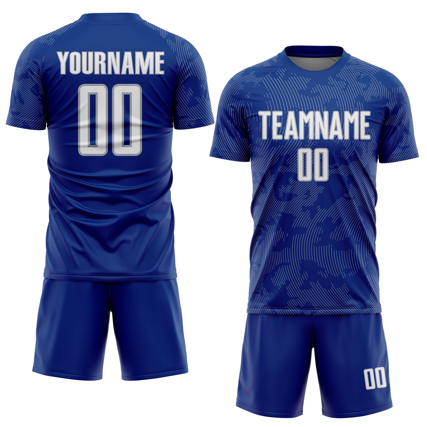 Custom Royal White-Gray Curve Lines Sublimation Soccer Uniform Jersey view 2