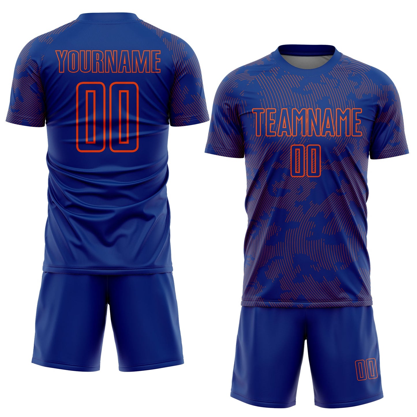 Custom Royal-Orange Curve Lines Sublimation Soccer Uniform Jersey view 2