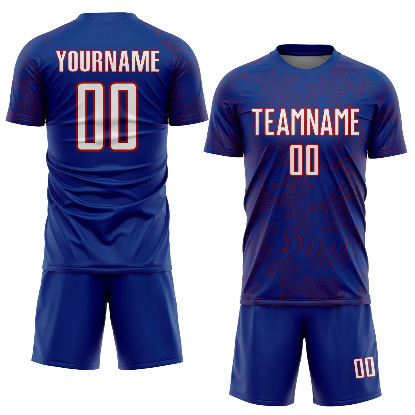 Custom Royal White-Red Curve Lines Sublimation Soccer Uniform Jersey view 2