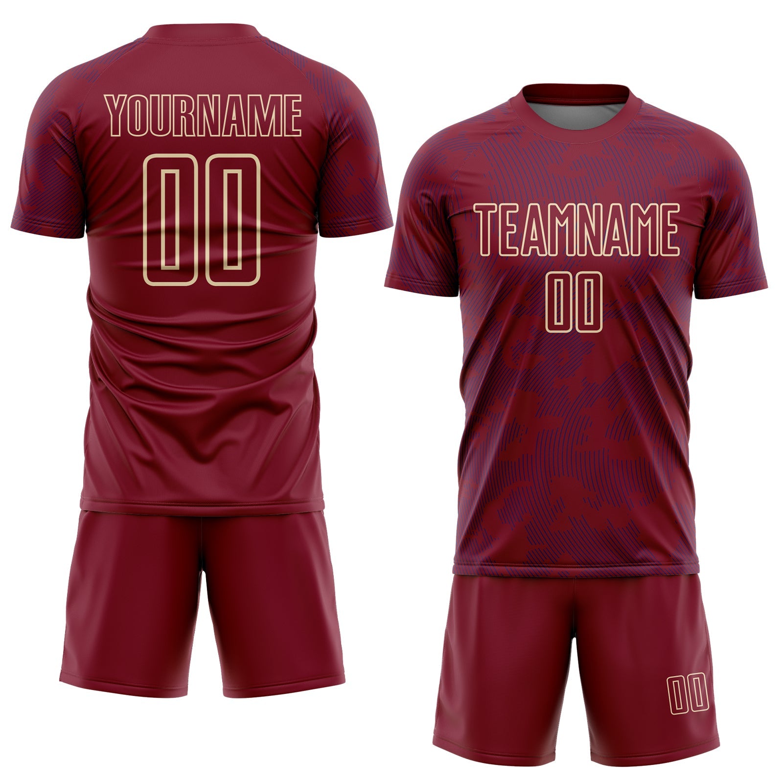 Custom Crimson Royal-Cream Curve Lines Sublimation Soccer Uniform Jersey view 2
