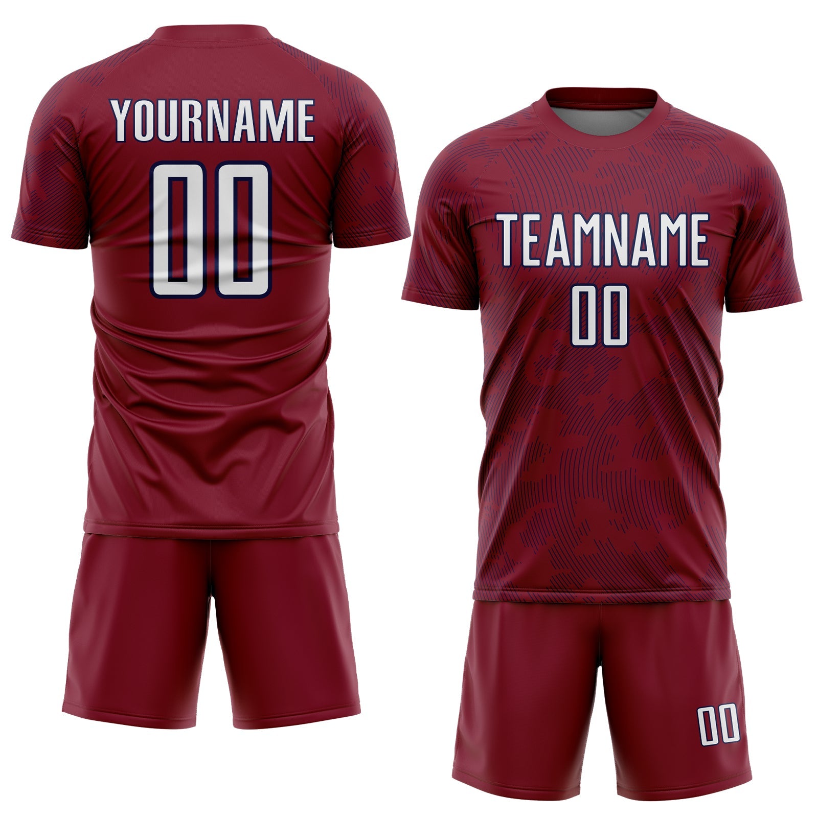 Custom Crimson White-Navy Curve Lines Sublimation Soccer Uniform Jersey view 2