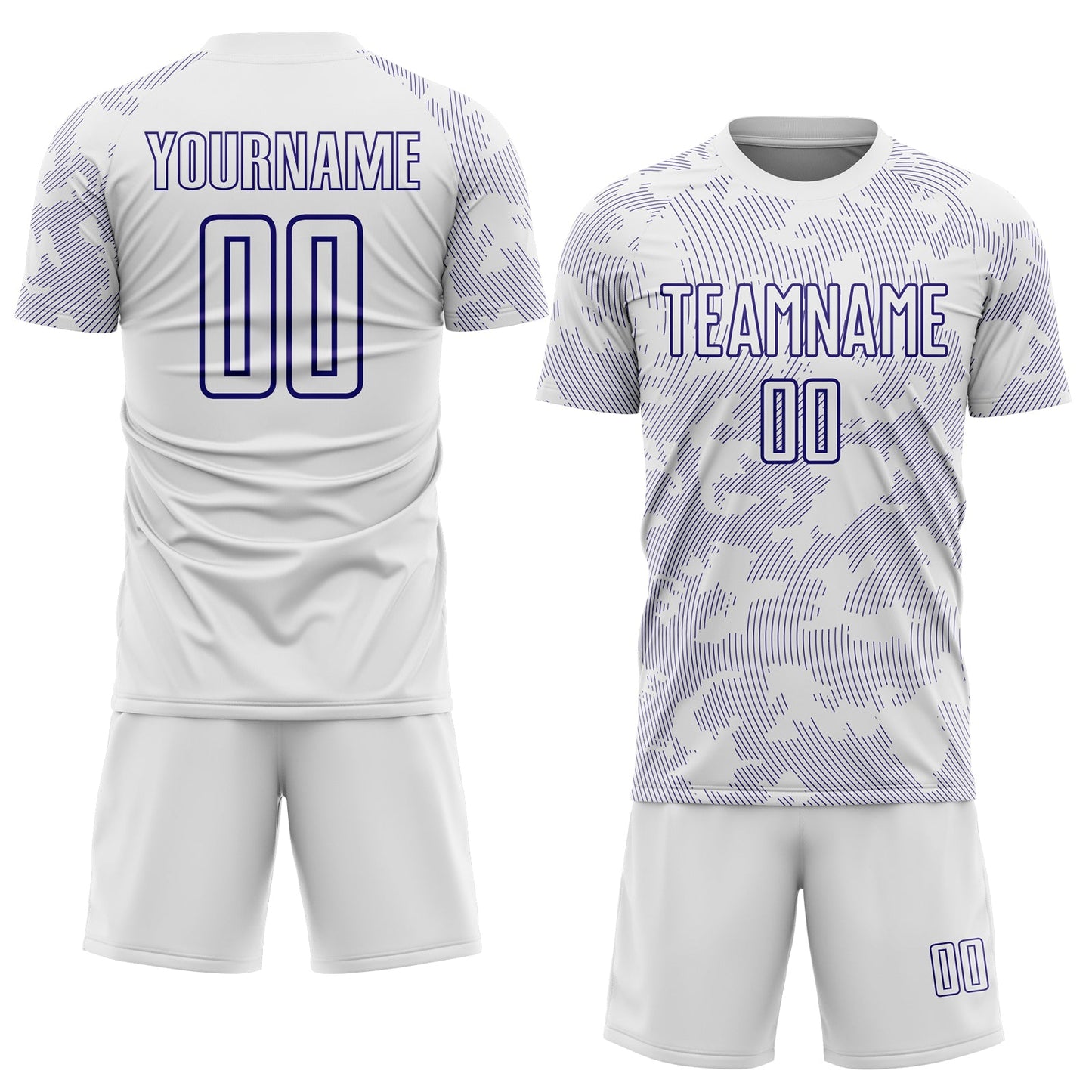 Custom White-Dark Purple Curve Lines Sublimation Soccer Uniform Jersey view 2