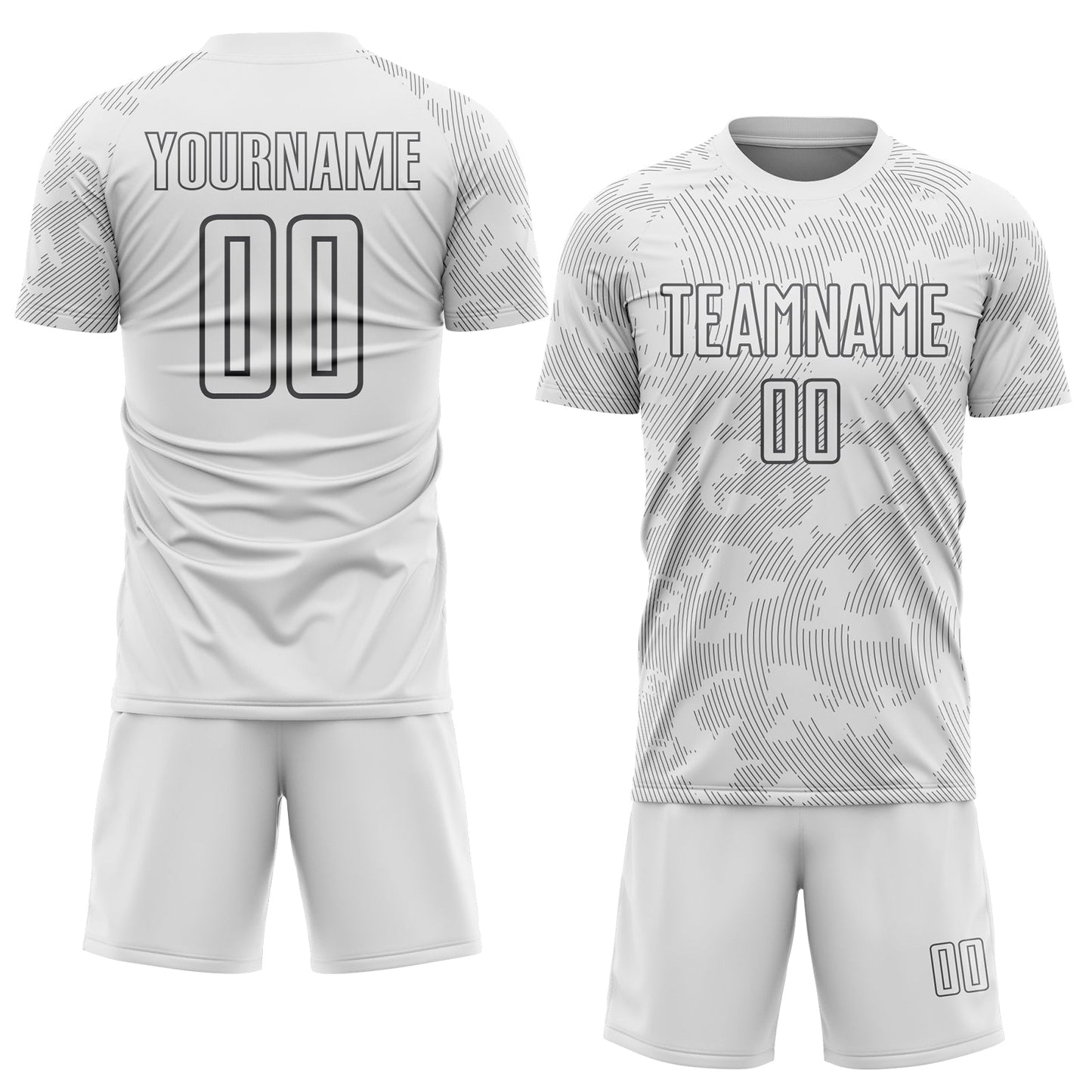 Custom White-Steel Gray Curve Lines Sublimation Soccer Uniform Jersey view 2