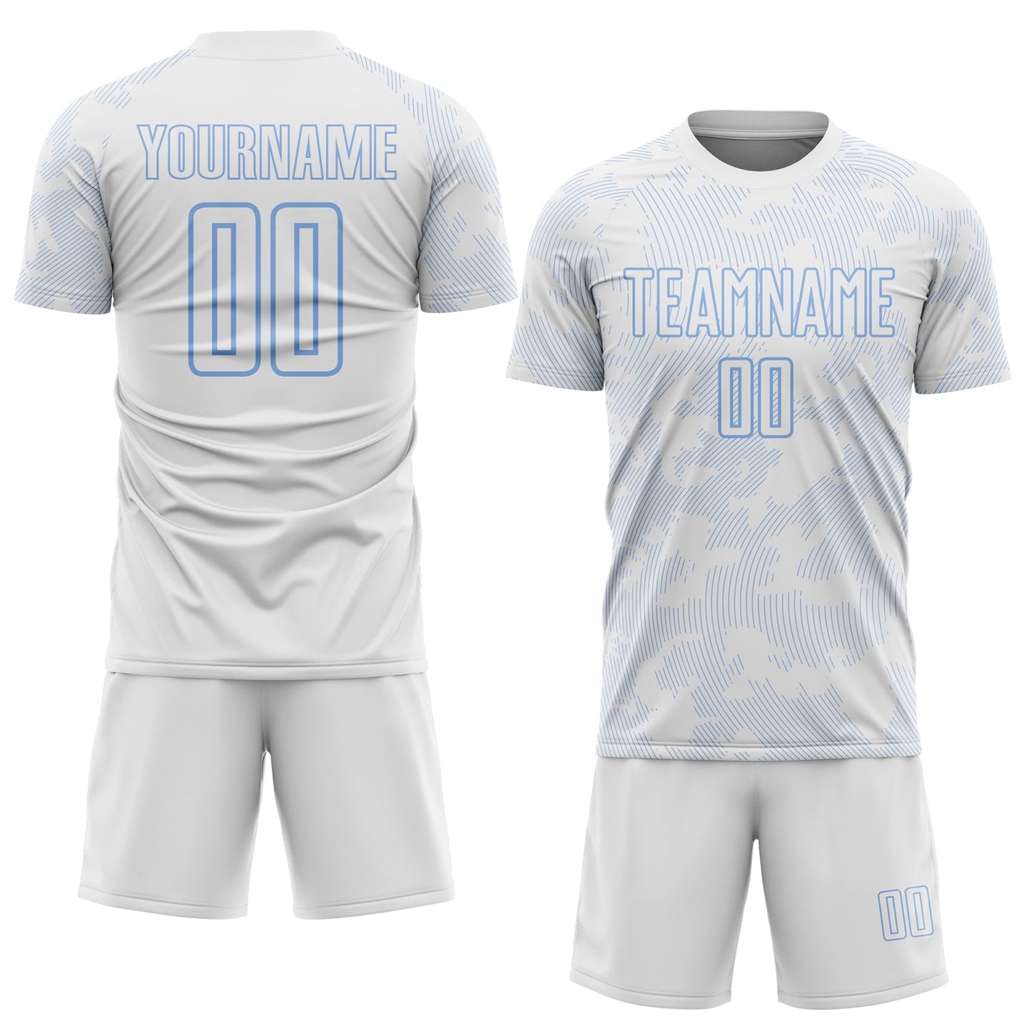Custom White-Light Blue Curve Lines Sublimation Soccer Uniform Jersey view 2