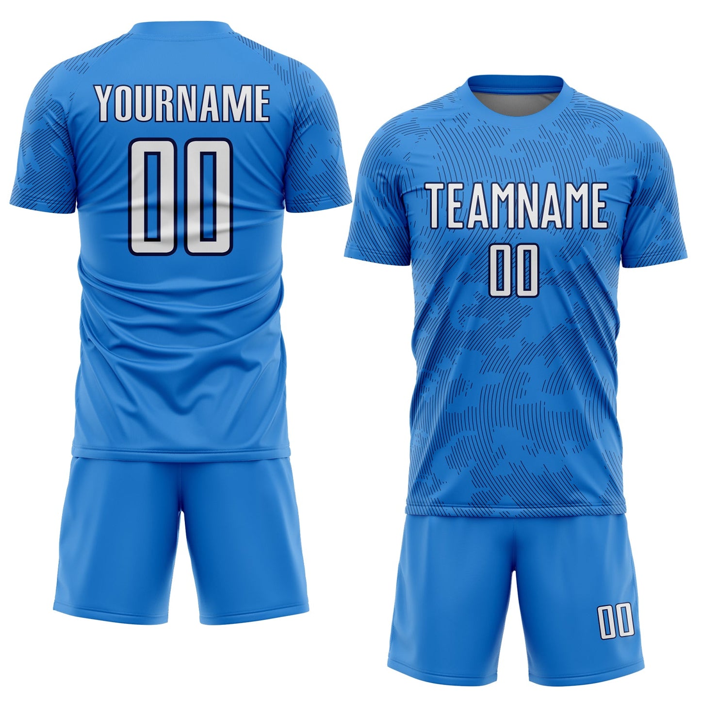 Custom Powder Blue White-Navy Curve Lines Sublimation Soccer Uniform Jersey view 2