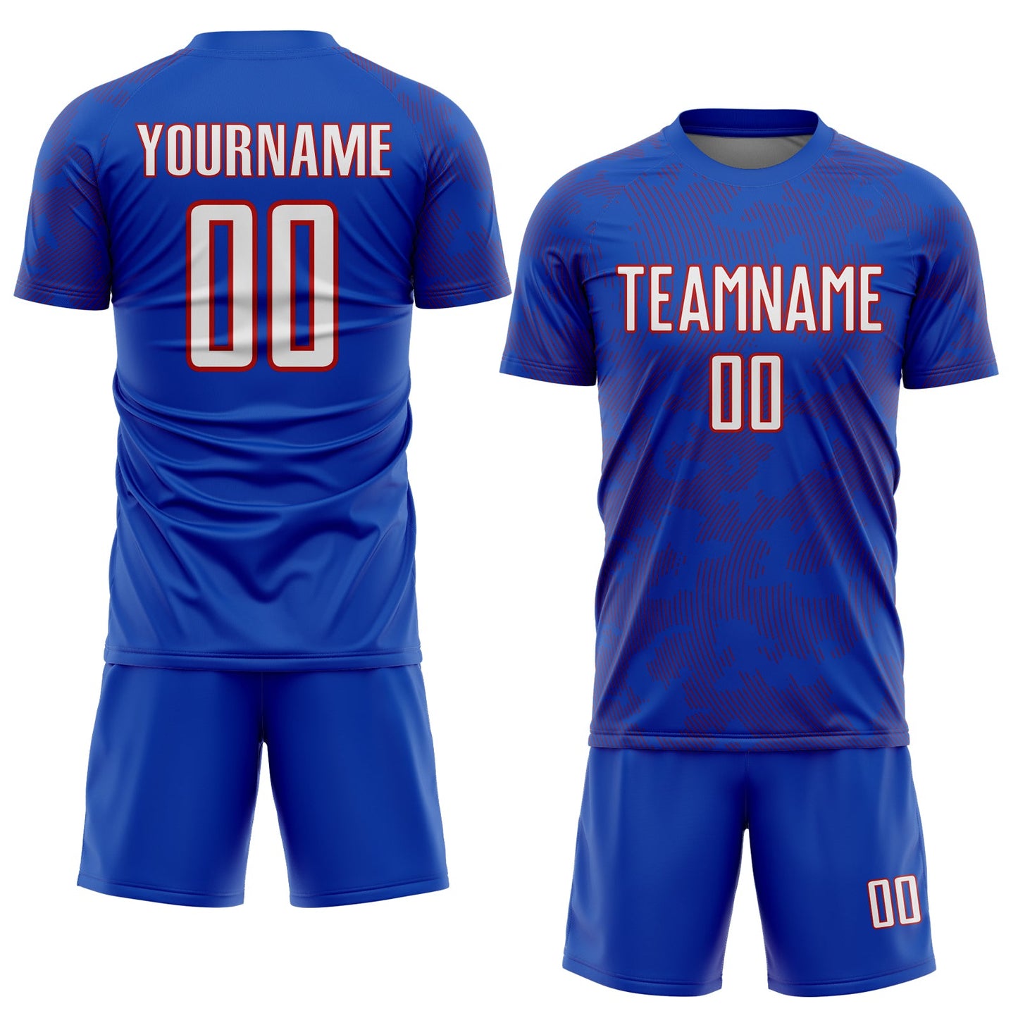 Custom Thunder Blue White-Red Curve Lines Sublimation Soccer Uniform Jersey view 2