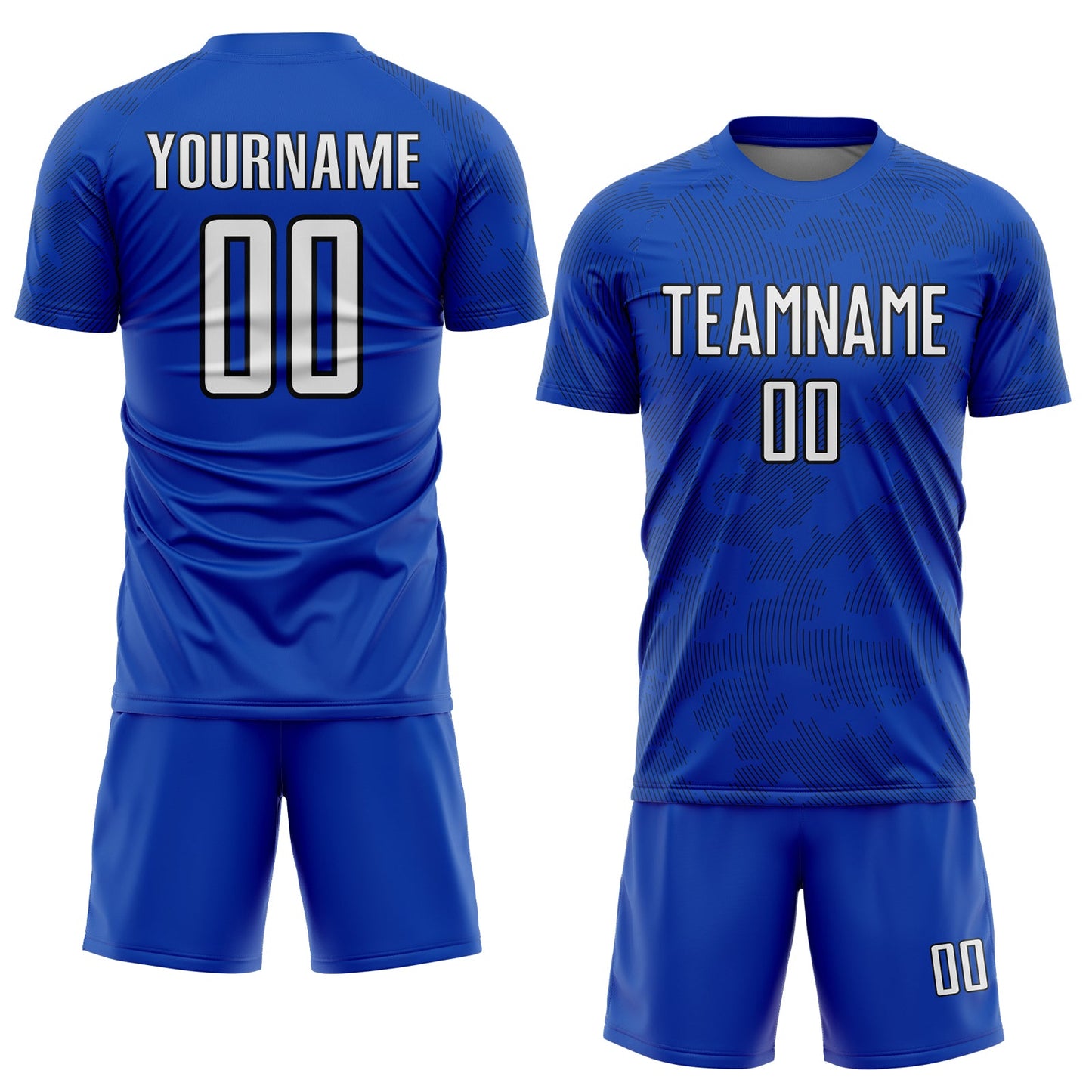 Custom Thunder Blue White-Black Curve Lines Sublimation Soccer Uniform Jersey view 2