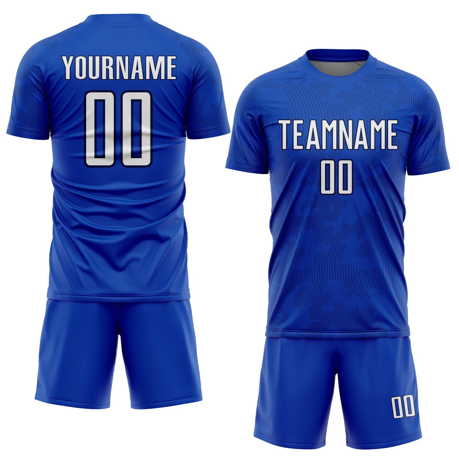 Custom Thunder Blue White-Navy Curve Lines Sublimation Soccer Uniform Jersey view 2