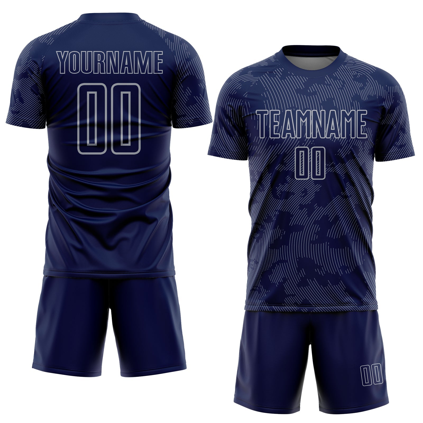 Custom Navy-Gray Curve Lines Sublimation Soccer Uniform Jersey view 2