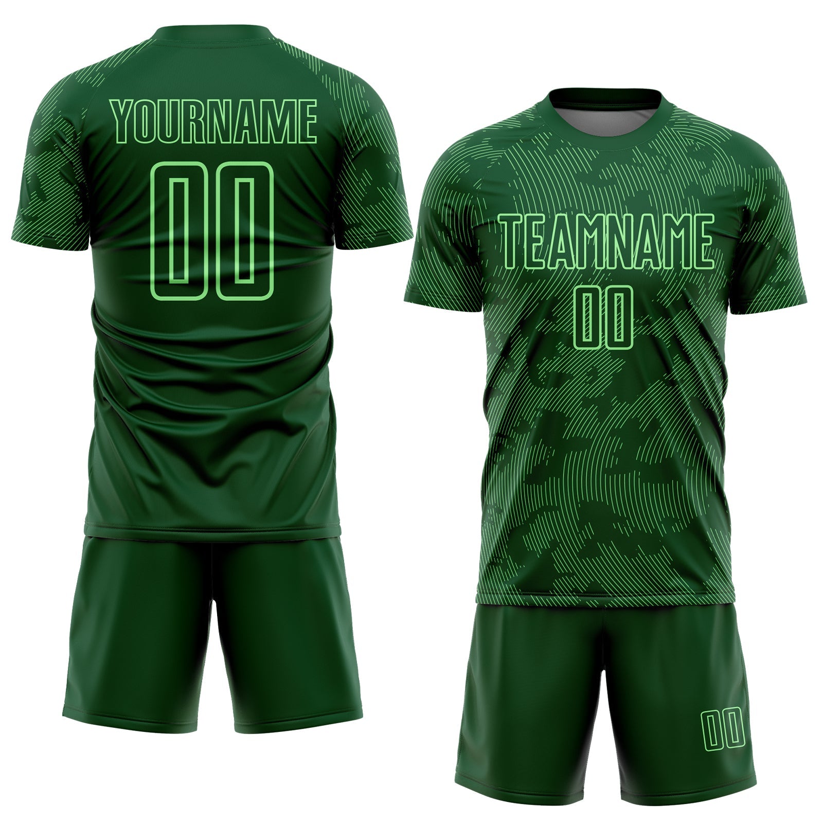 Custom Green-Pea Green Curve Lines Sublimation Soccer Uniform Jersey view 2