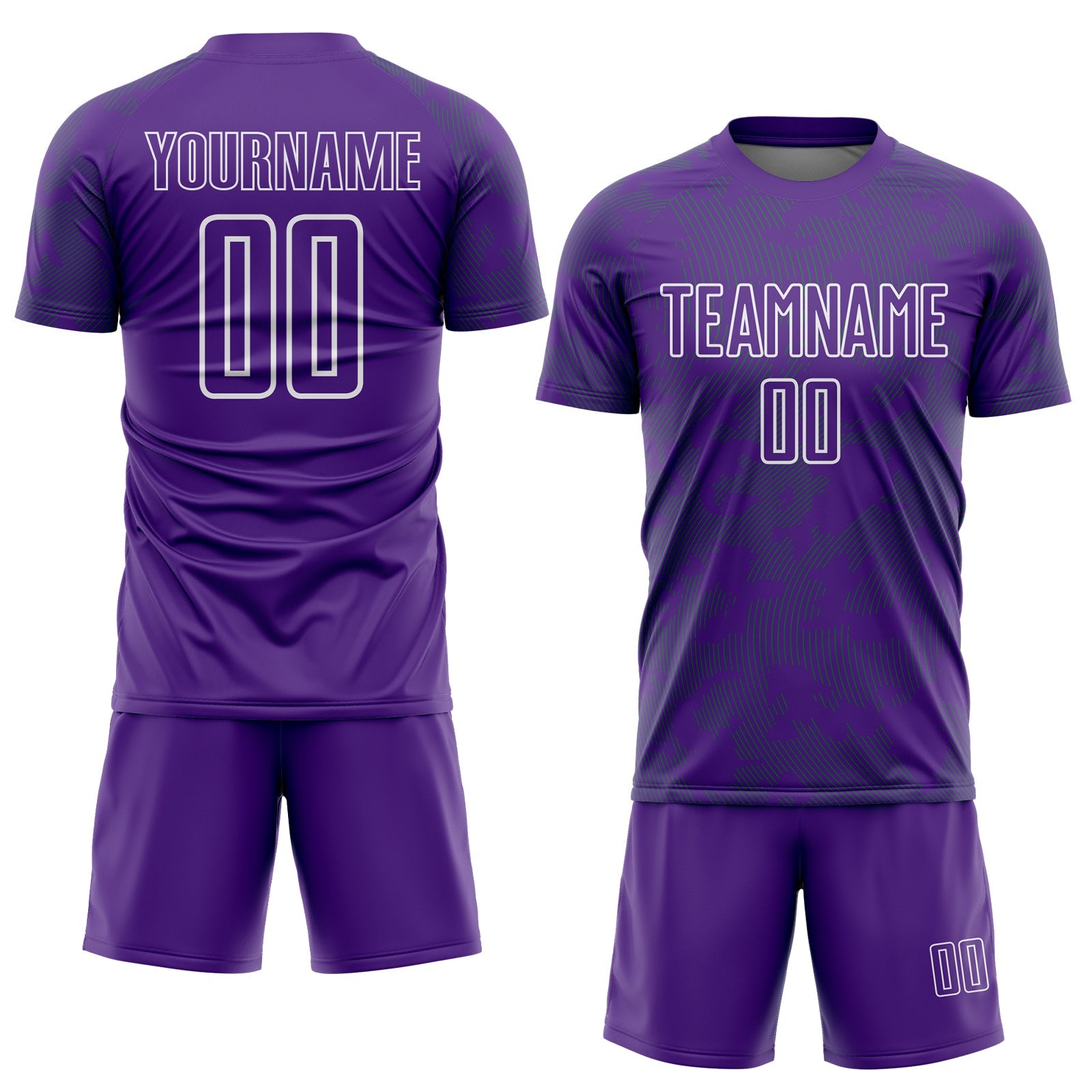 Custom Purple Grass Green-White Curve Lines Sublimation Soccer Uniform Jersey view 2