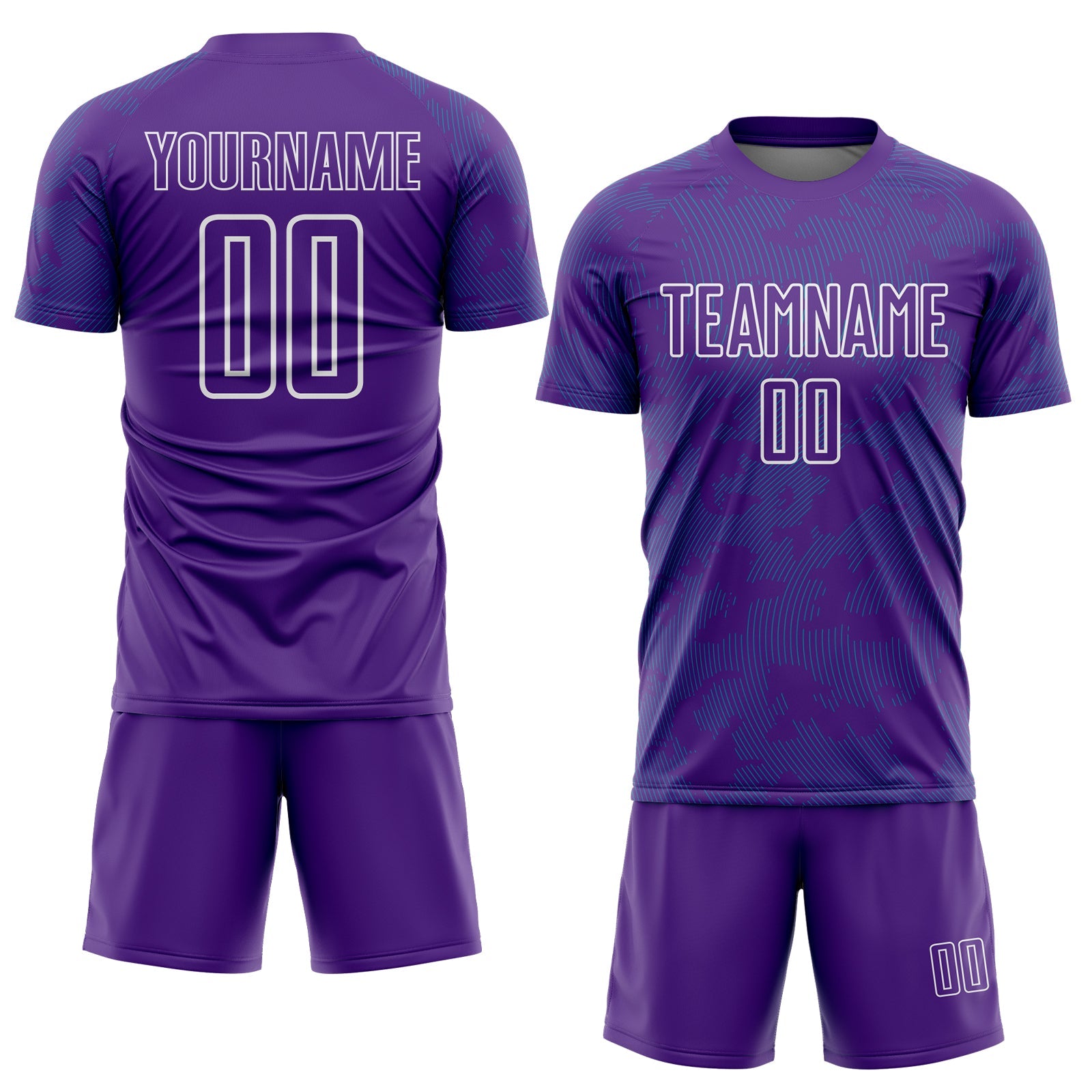 Custom Purple Teal-White Curve Lines Sublimation Soccer Uniform Jersey view 2