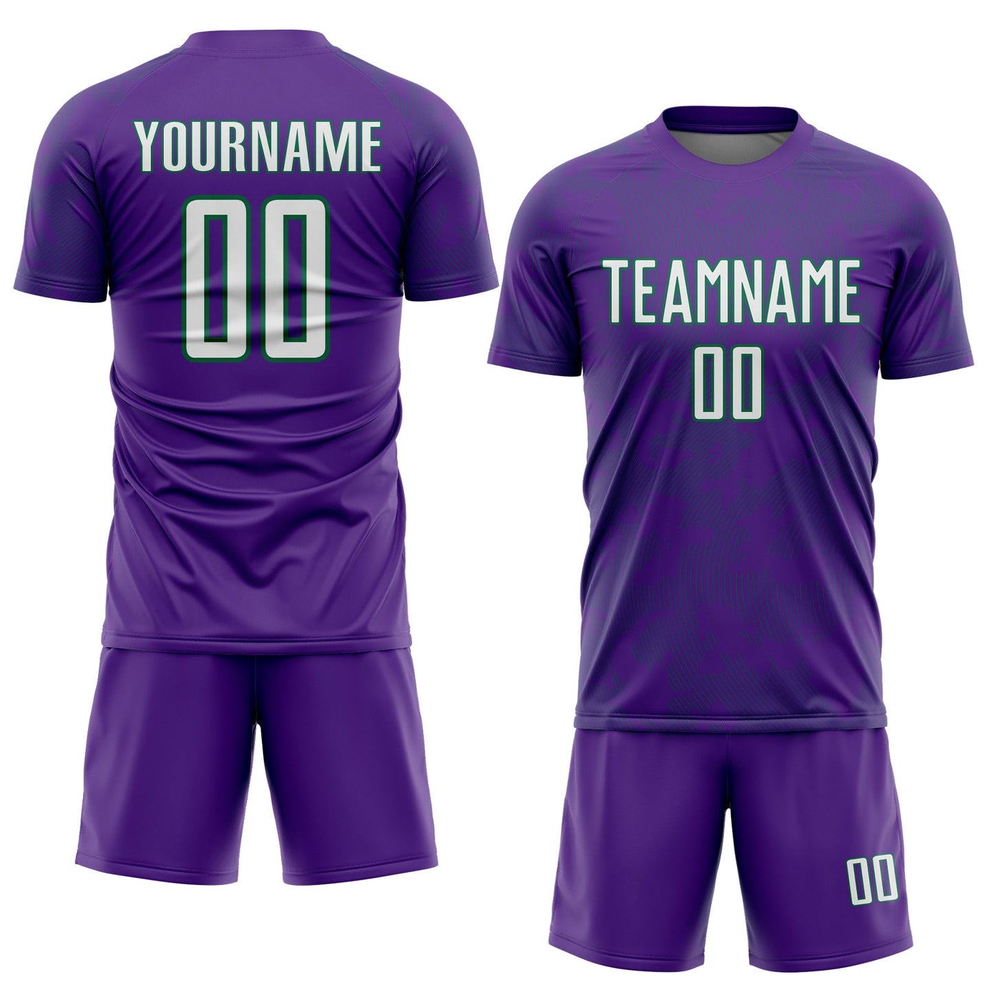 Custom Purple White-Kelly Green Curve Lines Sublimation Soccer Uniform Jersey view 2