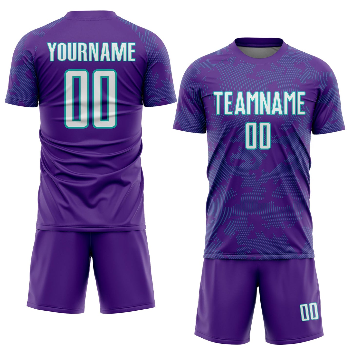 Custom Purple White-Aqua Curve Lines Sublimation Soccer Uniform Jersey view 2