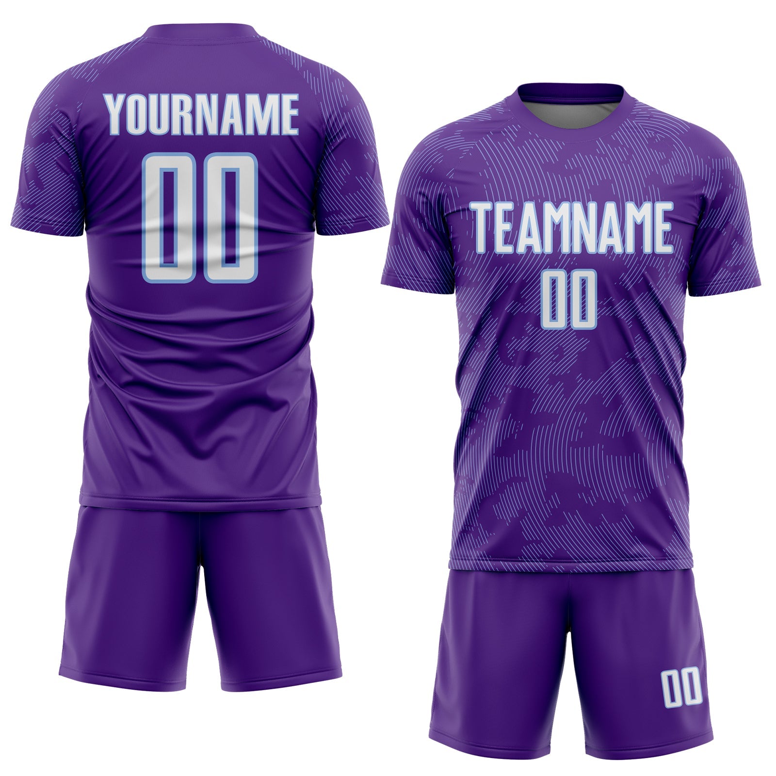 Custom Purple White-Light Blue Curve Lines Sublimation Soccer Uniform Jersey view 2