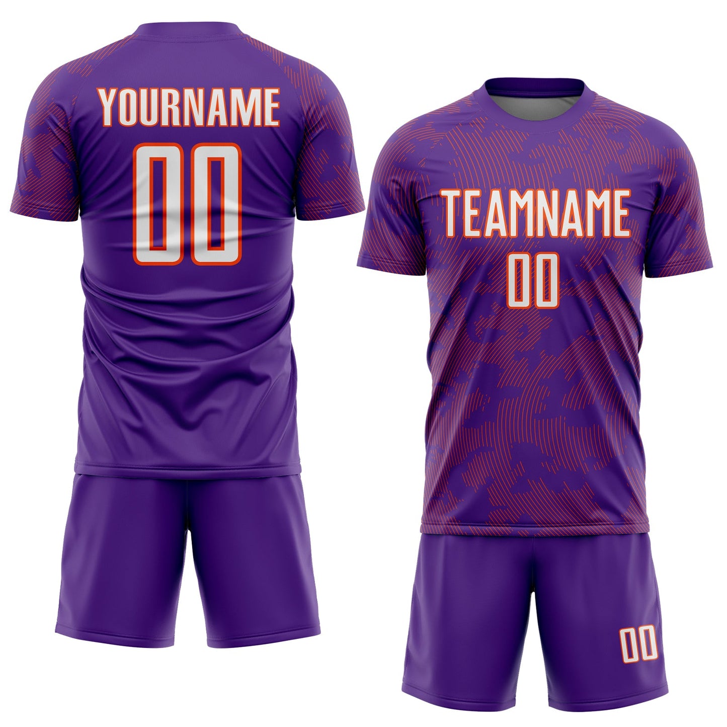Custom Purple White-Orange Curve Lines Sublimation Soccer Uniform Jersey view 2