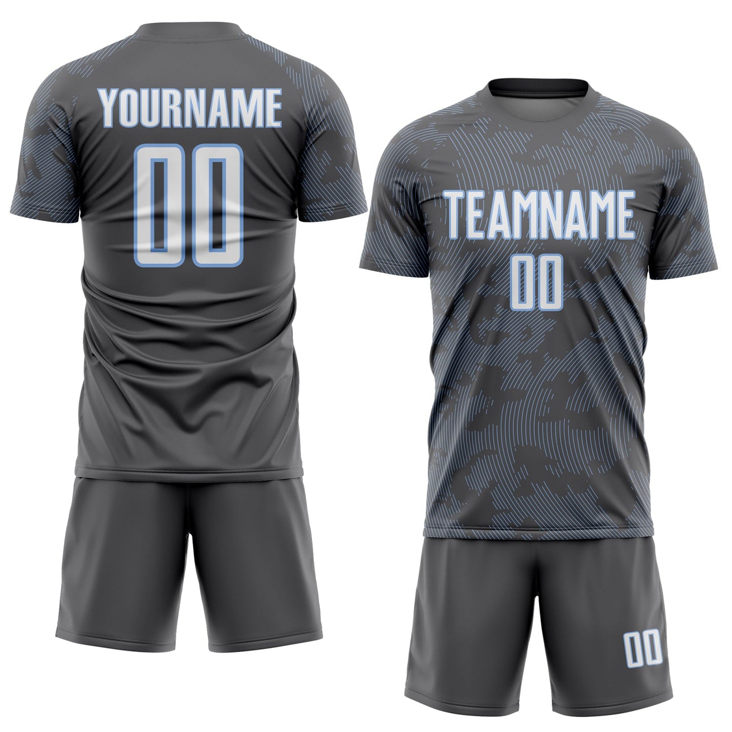 Custom Steel Gray White-Light Blue Curve Lines Sublimation Soccer Uniform Jersey view 2