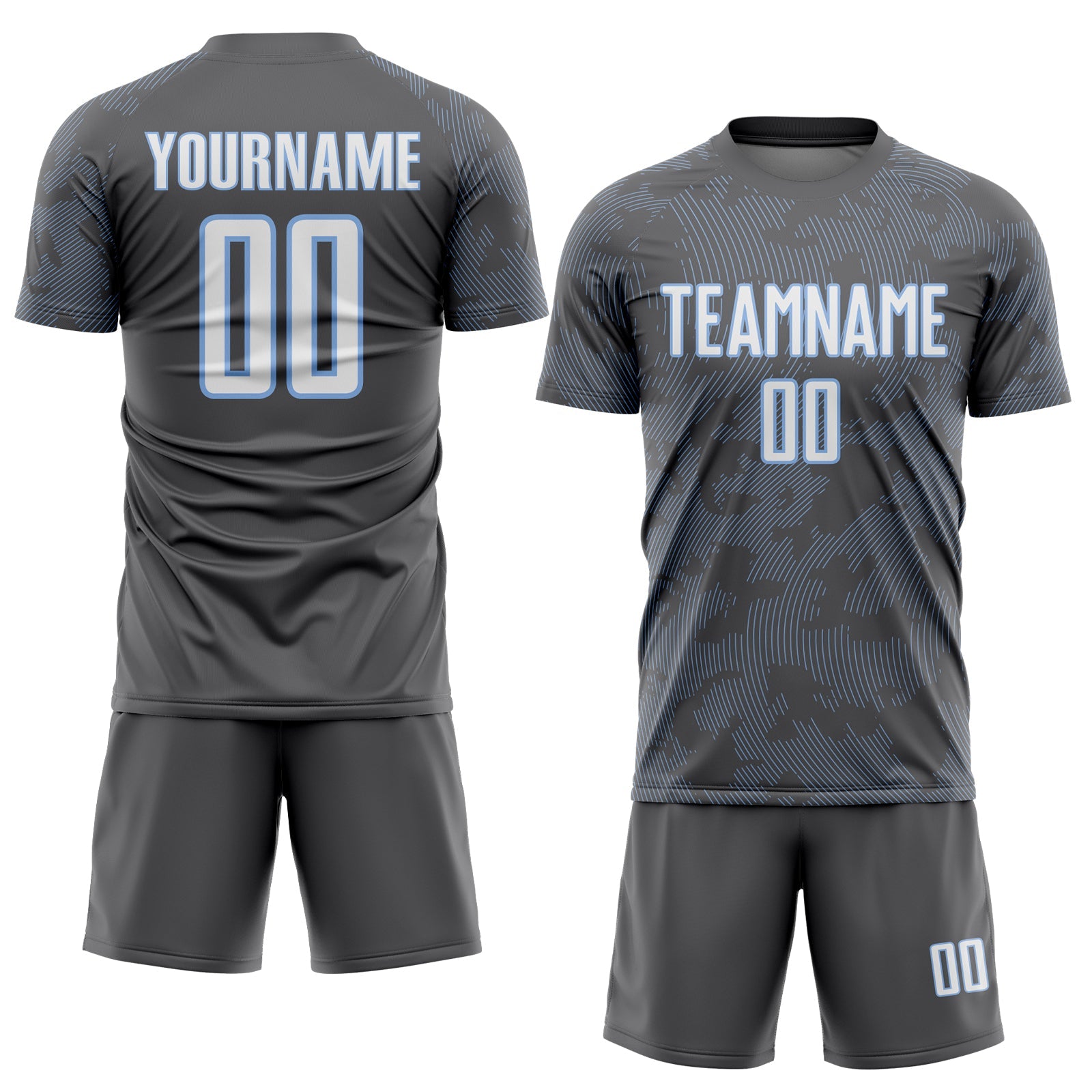 Custom Steel Gray White-Light Blue Curve Lines Sublimation Soccer Uniform Jersey view 2