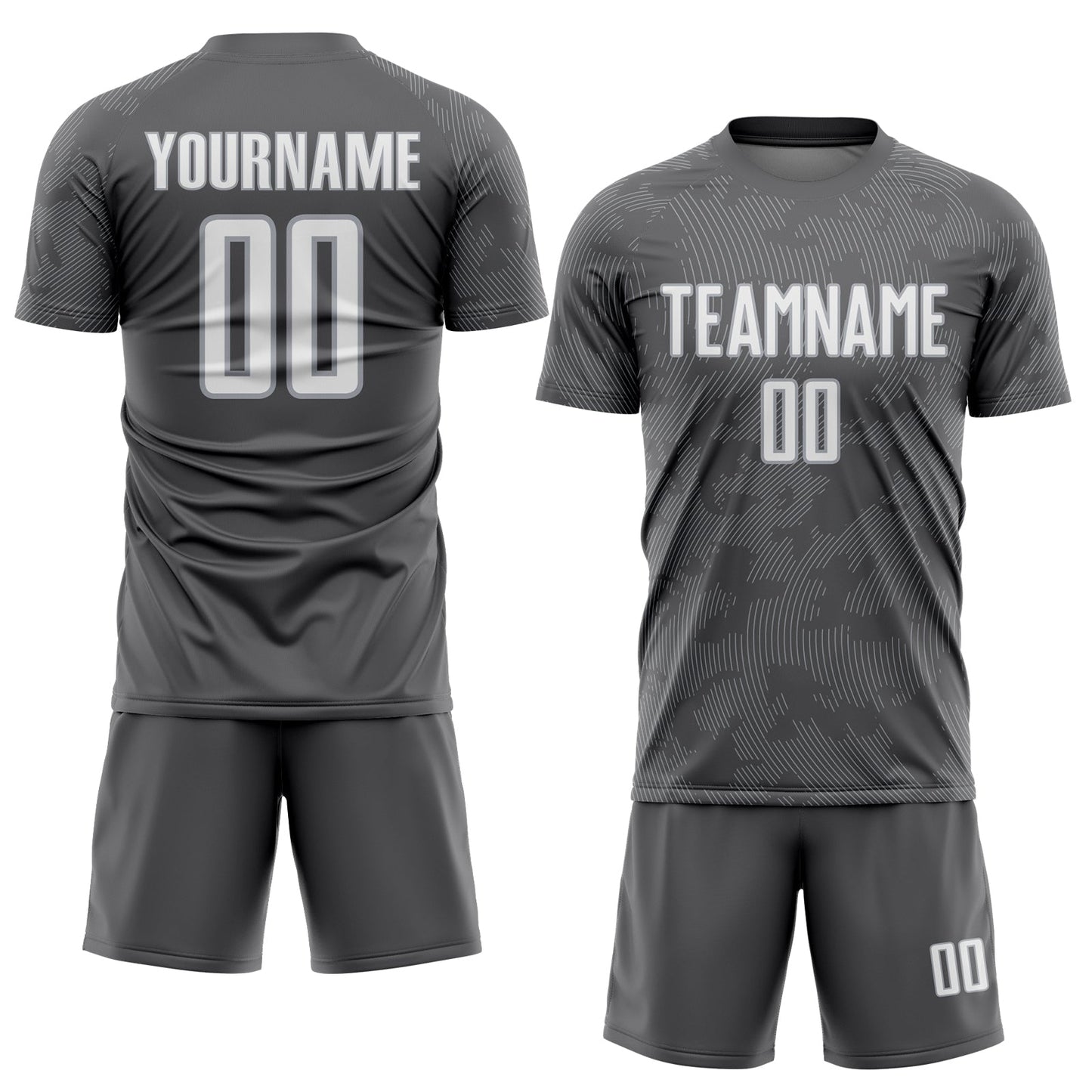 Custom Steel Gray White-Gray Curve Lines Sublimation Soccer Uniform Jersey view 2