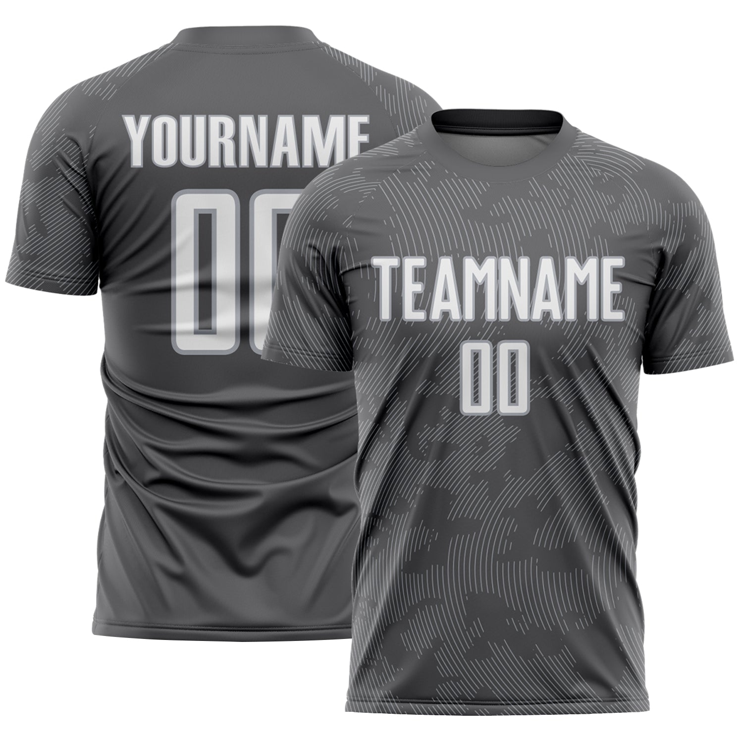 Custom Steel Gray White-Gray Curve Lines Sublimation Soccer Uniform Jersey - Main View