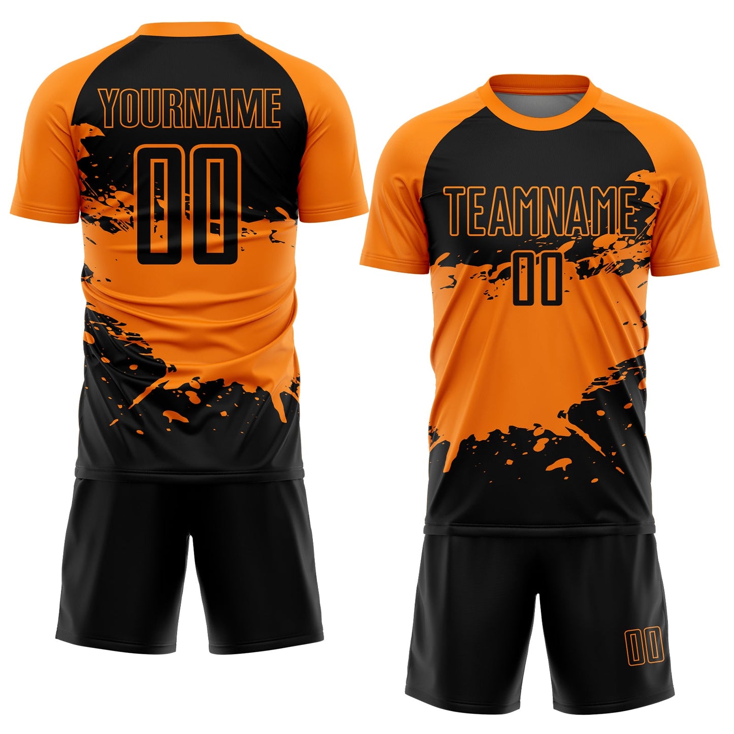 Custom Bay Orange-Black Splash Color Block Sublimation Soccer Uniform Jersey view 2