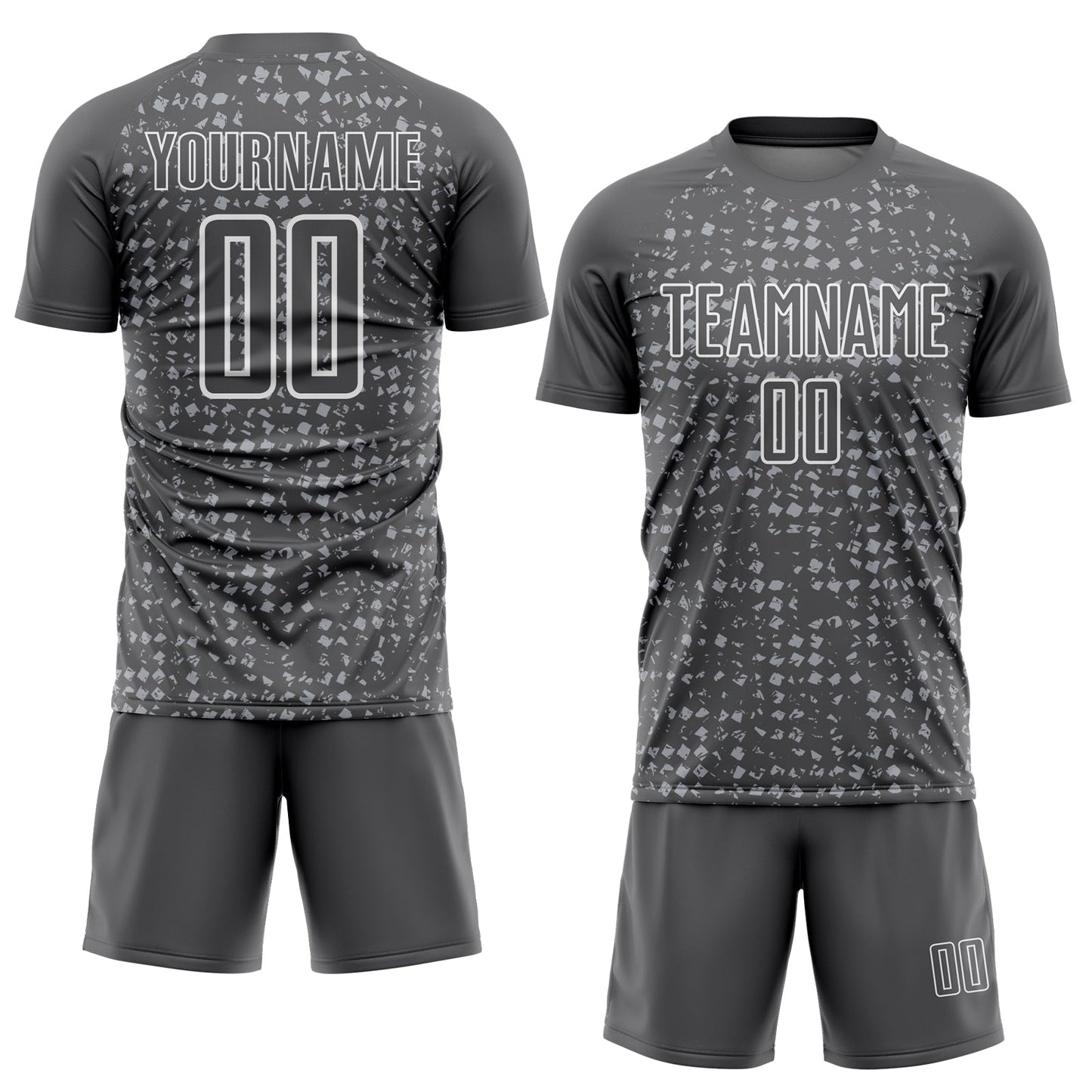 Custom Steel Gray Gray-White Digital Geometric Fragment Speckles Sublimation Soccer Uniform Jersey view 2