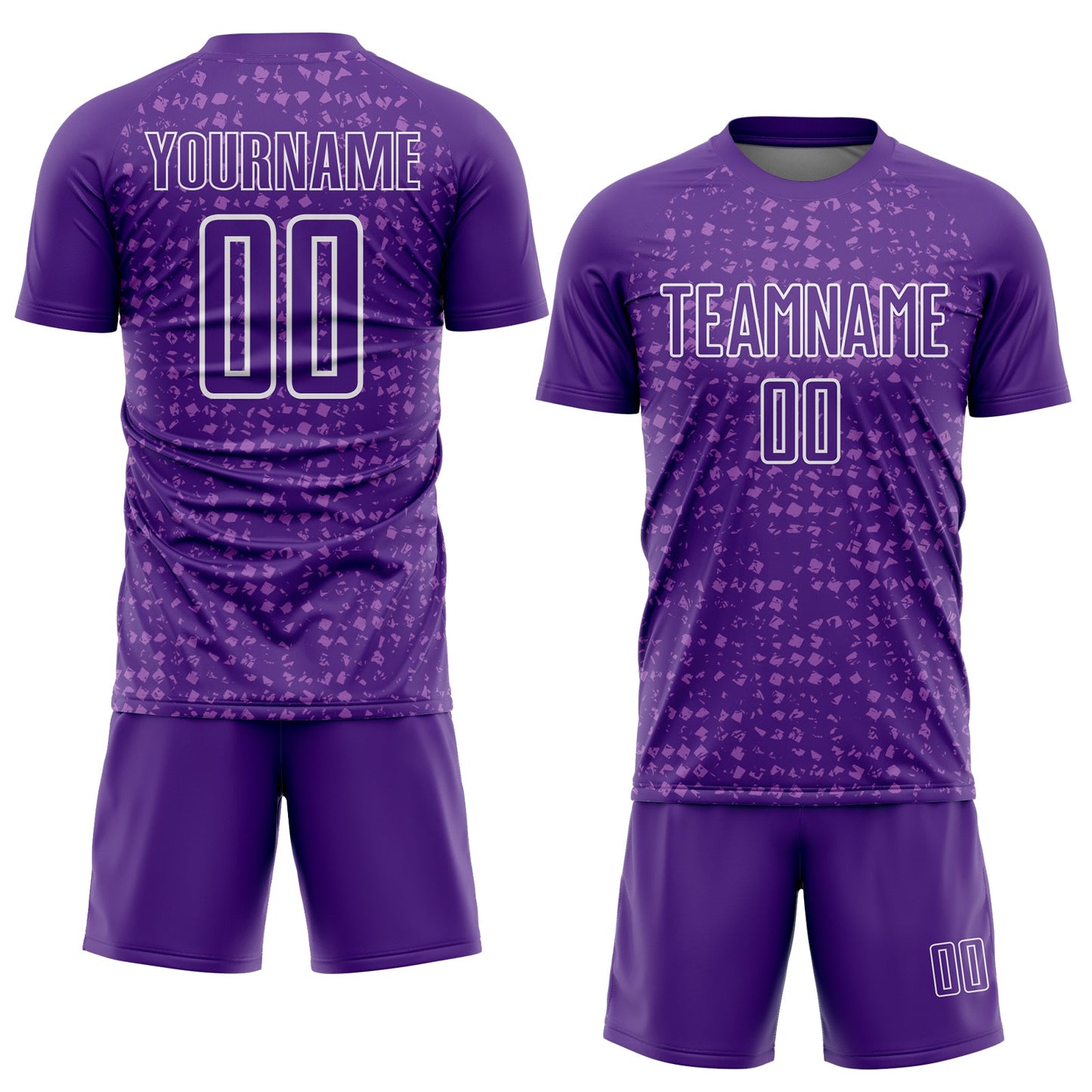 Custom Purple White-Medium Purple Digital Geometric Fragment Speckles Sublimation Soccer Uniform Jersey view 2