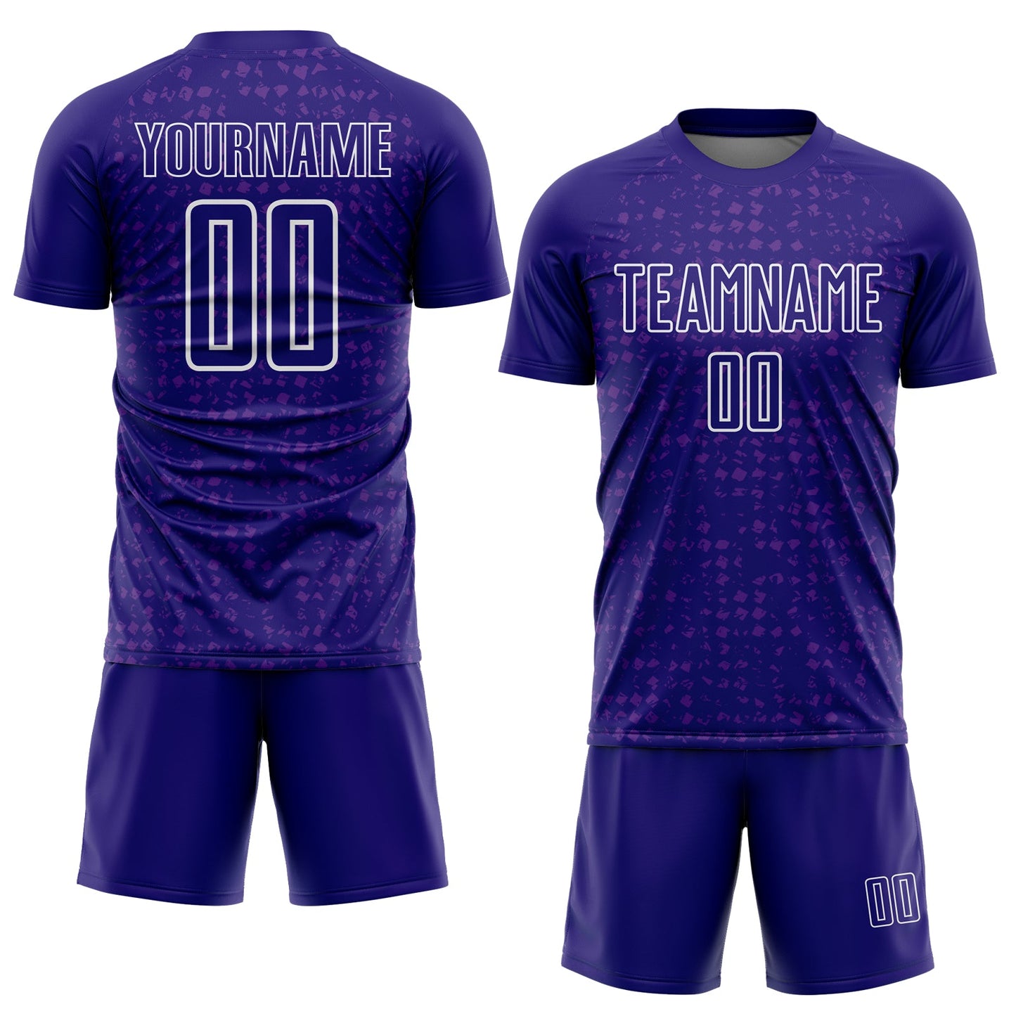 Custom Dark Purple White-Purple Digital Geometric Fragment Speckles Sublimation Soccer Uniform Jersey view 2