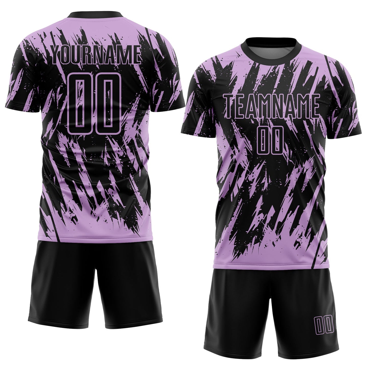 Custom Black-Light Purple Splatter Torn Sharp Brush Stroke Sublimation Soccer Uniform Jersey view 2