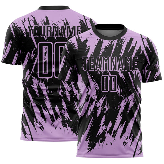 Custom Black-Light Purple Splatter Torn Sharp Brush Stroke Sublimation Soccer Uniform Jersey - Main View