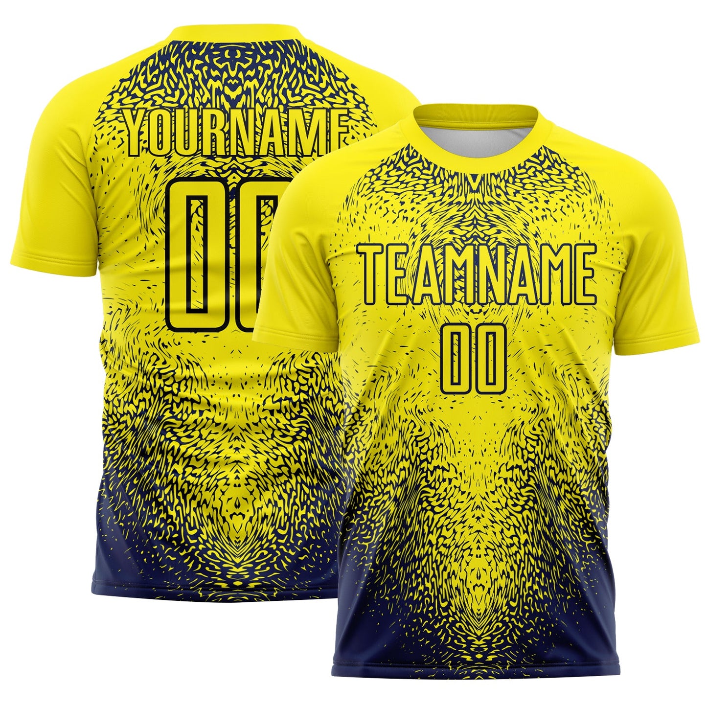Custom Light Yellow Navy Brasil Gradient Ripples Sublimation Soccer Uniform Jersey - Main View