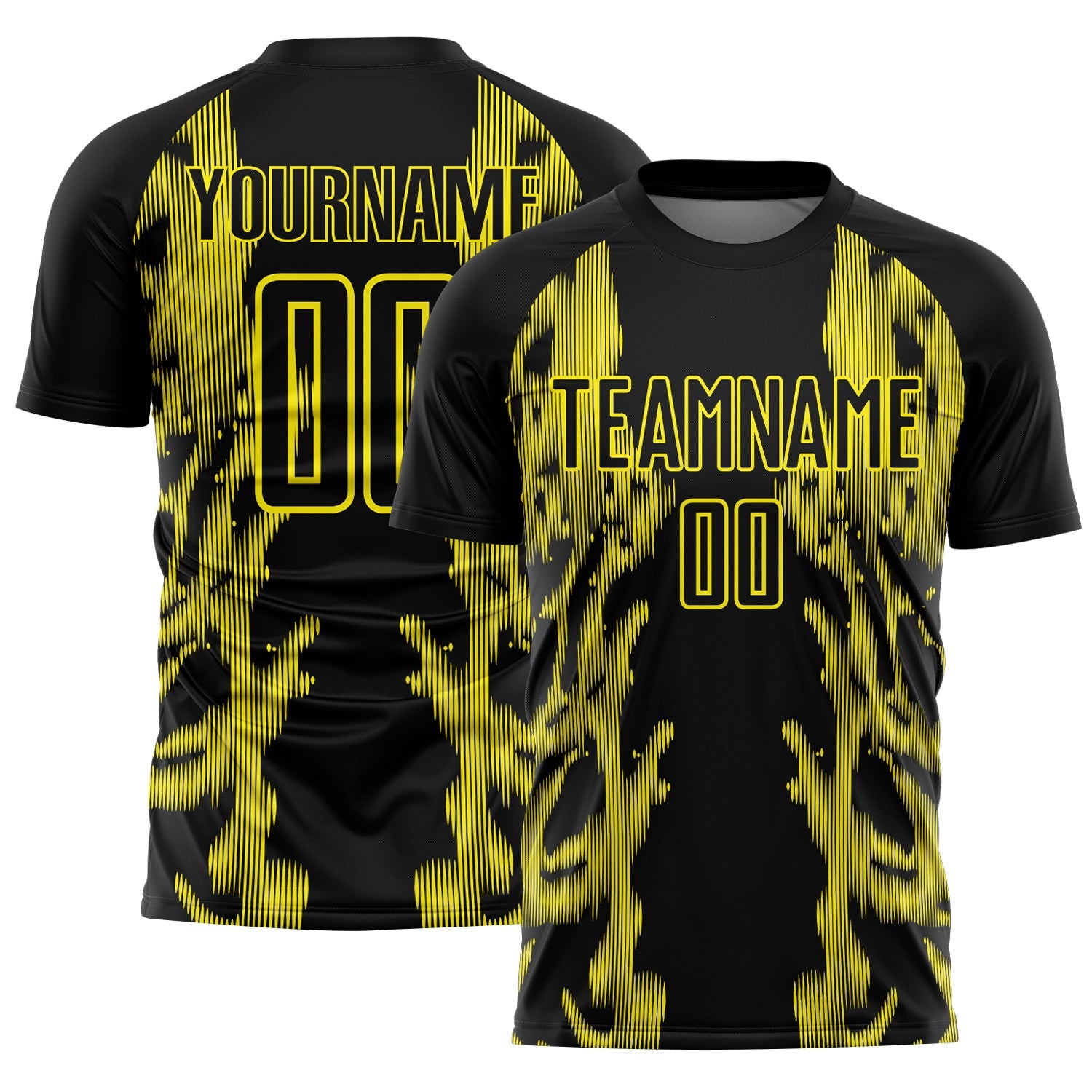 Custom Black Light Yellow Brasil Digital Lines Sublimation Soccer Uniform Jersey - Main View