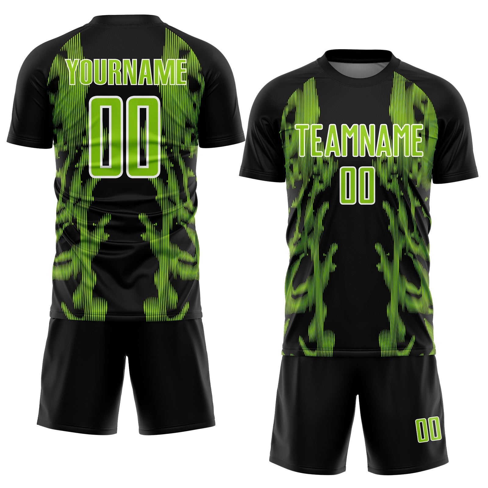 Custom Black Neon Green-White Brasil Digital Lines Sublimation Soccer Uniform Jersey view 2