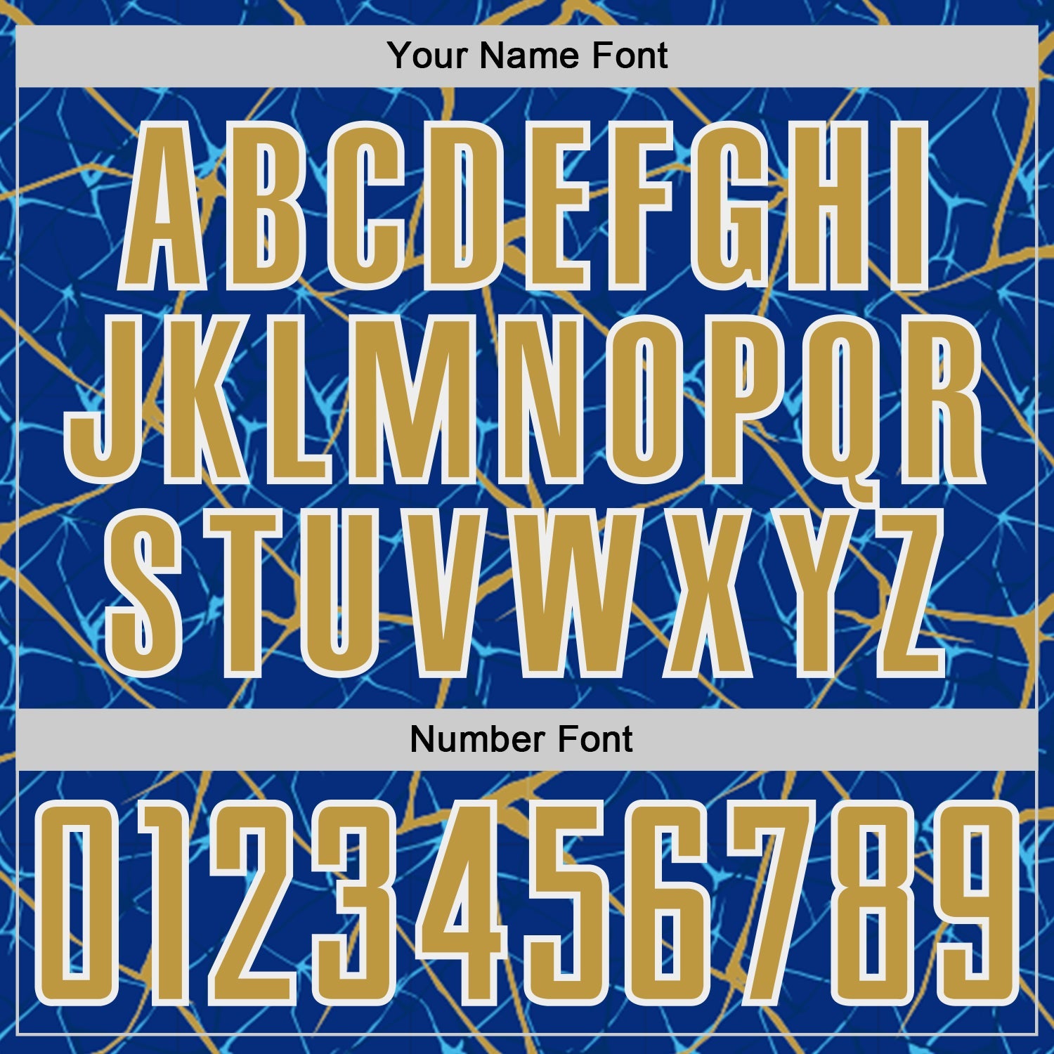 Custom Royal Old Gold-White Abstract Network Crackle Sublimation Soccer Uniform Jersey view 6