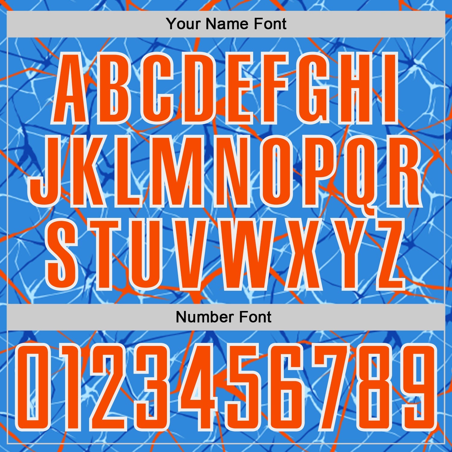 Custom Powder Blue Orange-White Abstract Network Crackle Sublimation Soccer Uniform Jersey view 6