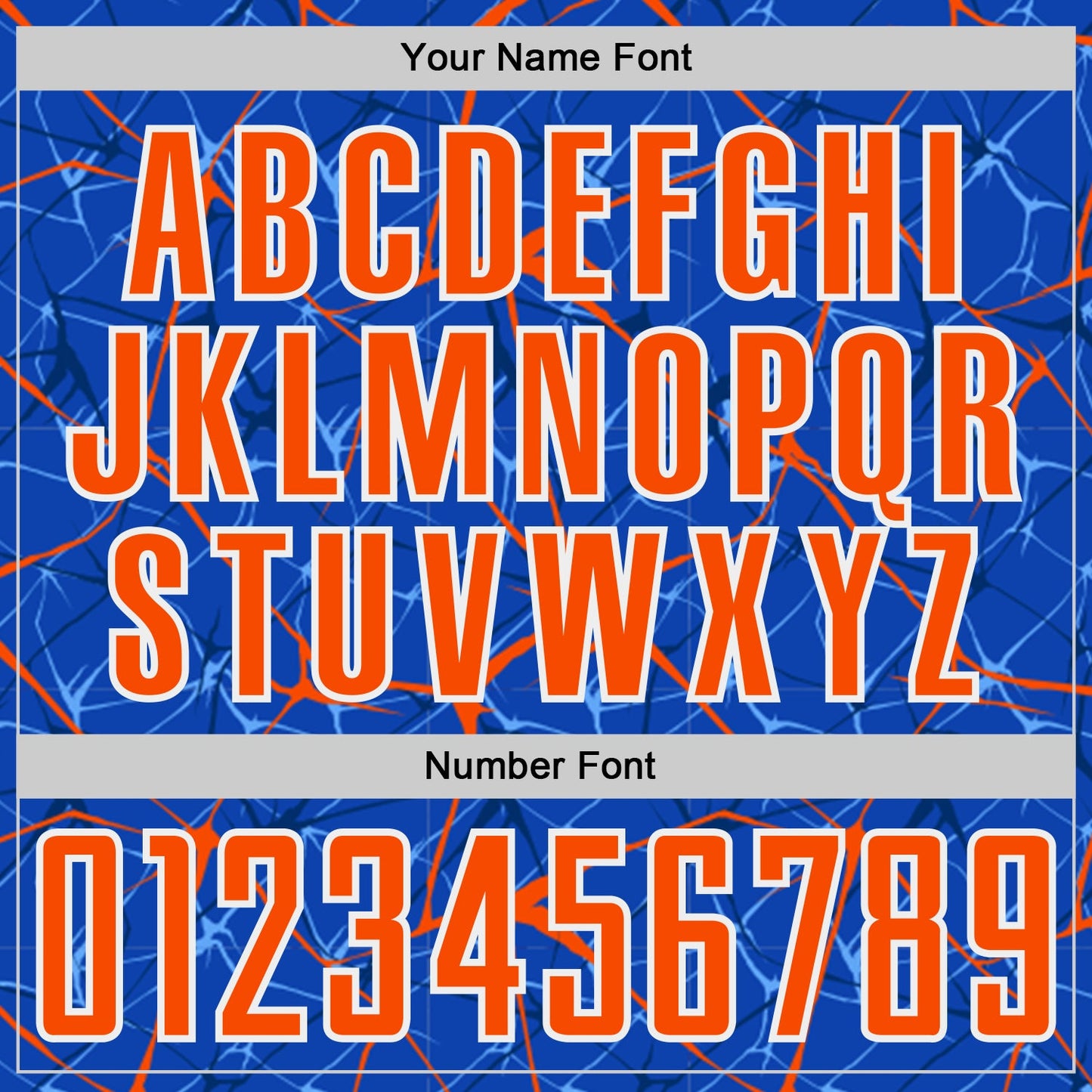 Custom Thunder Blue Orange-White Abstract Network Crackle Sublimation Soccer Uniform Jersey view 6