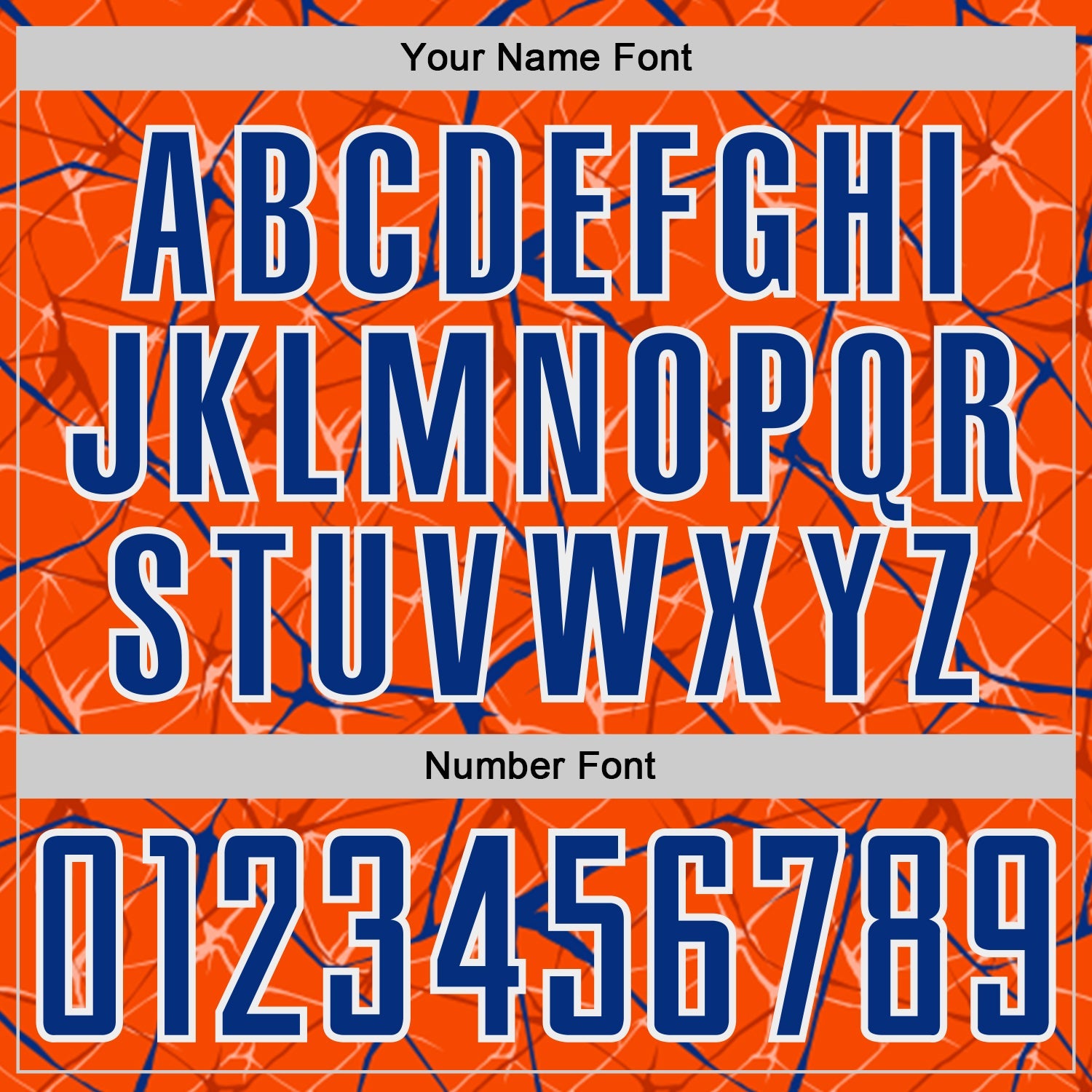 Custom Orange Royal-White Abstract Network Crackle Sublimation Soccer Uniform Jersey view 6