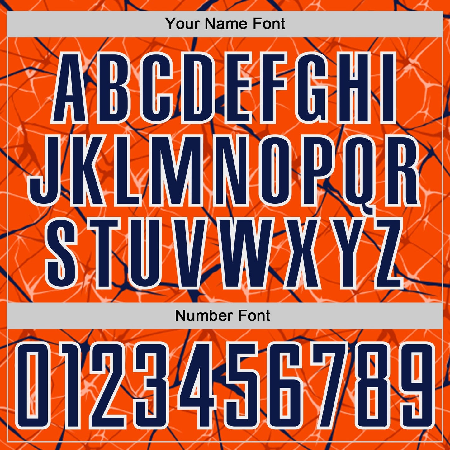 Custom Orange Navy-White Abstract Network Crackle Sublimation Soccer Uniform Jersey view 6