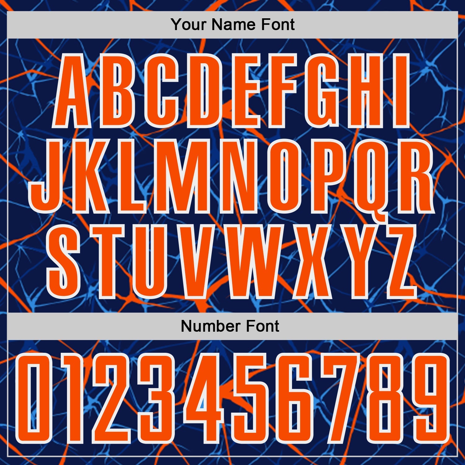 Custom Navy Orange-White Abstract Network Crackle Sublimation Soccer Uniform Jersey view 6