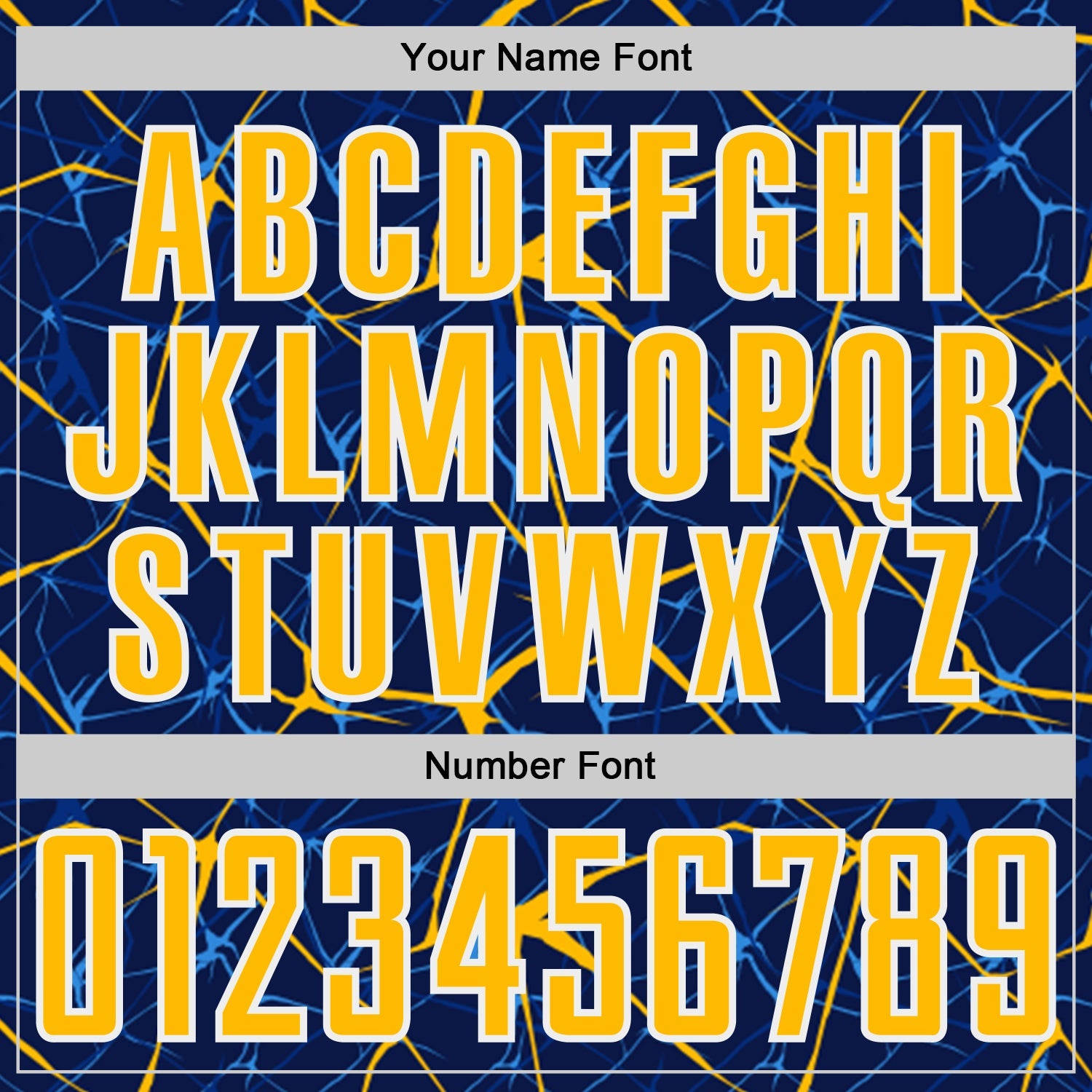 Custom Navy Gold-White Abstract Network Crackle Sublimation Soccer Uniform Jersey view 6