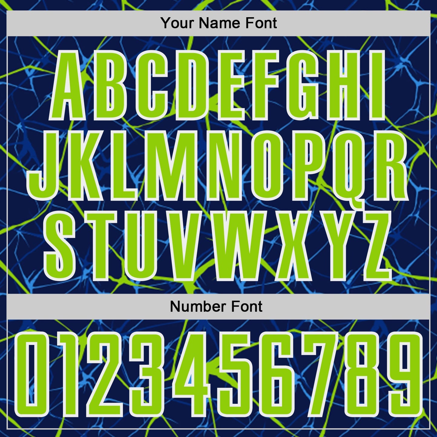 Custom Navy Neon Green-White Abstract Network Crackle Sublimation Soccer Uniform Jersey view 6